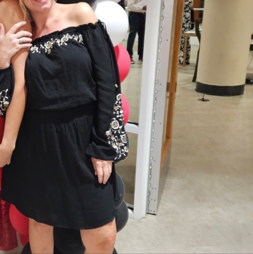 WHBM Black Embroidered Peasant Boho Dress Size S - Picture 9 of 9